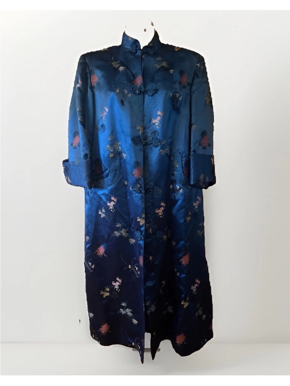 Vintage Mandarin Brocade Duster with Frog Closures